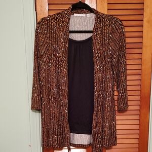 Notations Black and Brown Patterned Cardigan